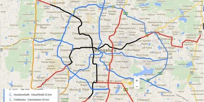 Namma مترو فاز 3 نقشه مسیر