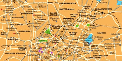 Banglore مکان های توریستی نقشه